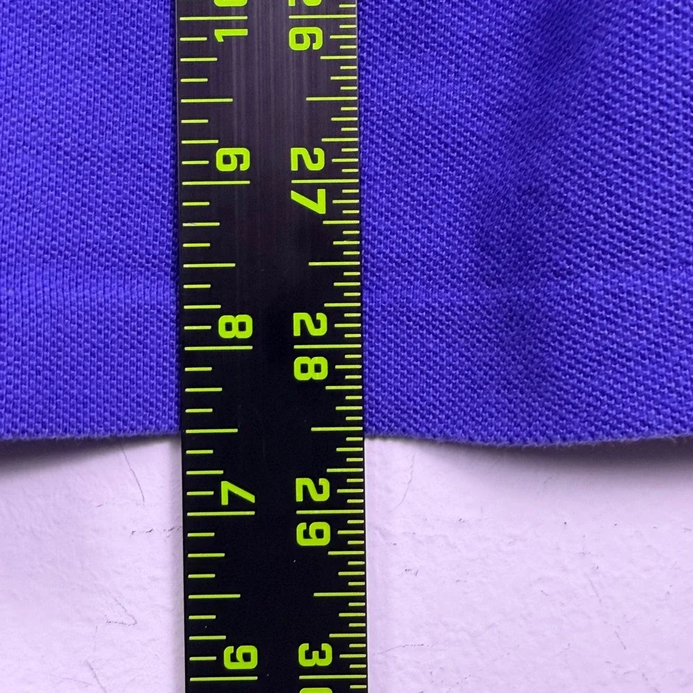 Polo Ralph Lauren Polo Shirt Men L Blue Striped Collar Cotton Pique Classic Pony